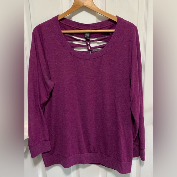 Torrid Women's Long Sleeve Tee Top Sweatshirt Purple Braided Back Plus XL - Picture 1 of 7
